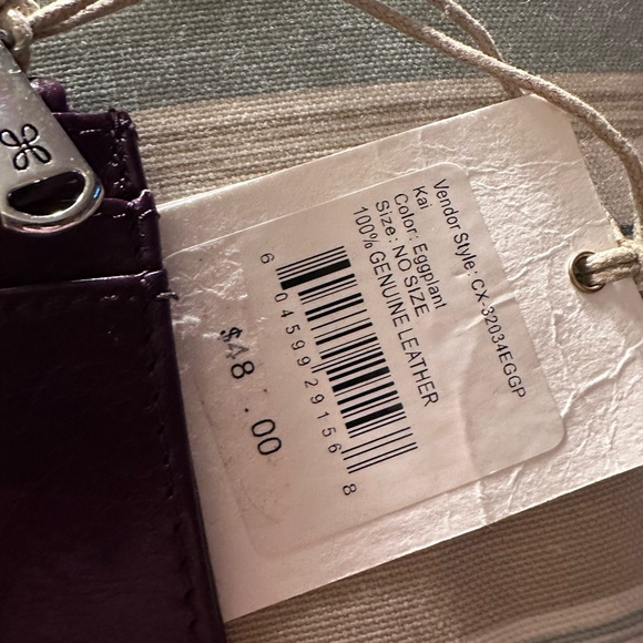 HOBO Eggplant Leather Card Holder - Picture 2 of 4